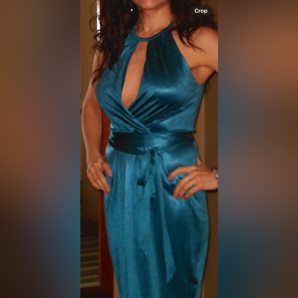 Elegant Blue Halter Dress